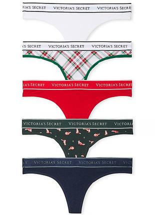 Бавовняні трусики з лого резинкою victoria’s secret