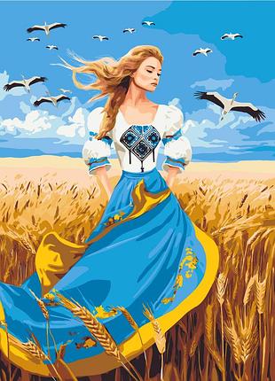Картина по номерам девушка в сине-желтом платье lw 32580