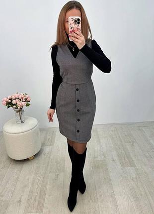 Кашеміровий діловий сарафан, сукня міді, плаття, палтье