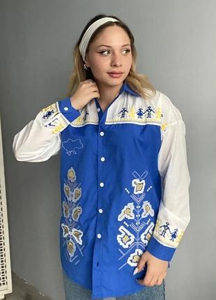 Сорочка з вишитою мапою україни на грудях