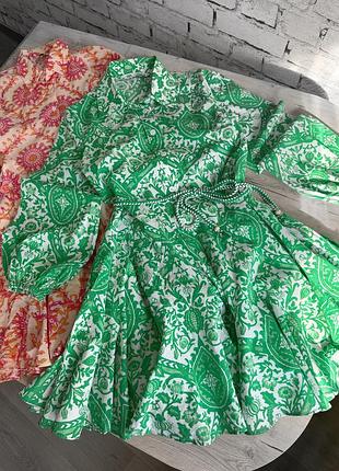Zara сукня з натуральної тканини в принт