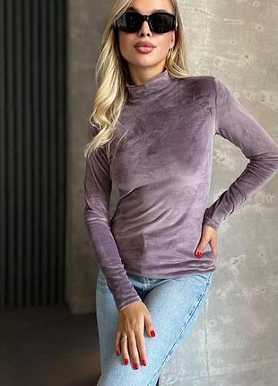 Водолазка, гольф з велюру бузковий