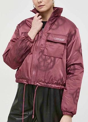Бордова oversize куртка-бомбер guess