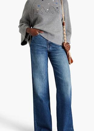 Chloé светло-серый вязаный свитер с вышивкой