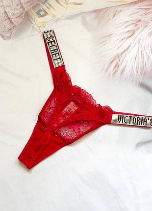Кружевные трусики стринги со стразами victoria’s secret very только оригинал2 фото