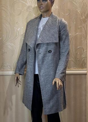 Шерстяное демисезонное пальто на запах season размер 34/xs