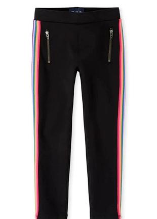 Весняні джегінси легінси штани з райдужними лампасами дівчинці 3-4 роки