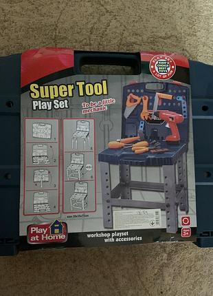 Дитячий набір будівельних інструментів у валізі super tool трансформується в верстак