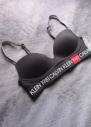 Бавовняний бюстгальтер-топ без кісточок з пуш-ап calvin klein оригінал 70а