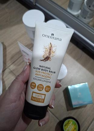 Осветляющий бальзам для тела orientana natural glow body balm sun protect spf 50, с экстрактом женьш