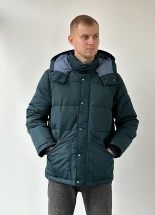 Стильная мужская зимняя куртка gap с капюшоном зеленая (m)
