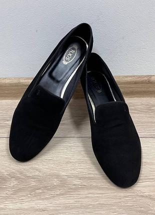 Tod's черные замшевые лоферы балетки туфли натуральная кожа замша р.40 40.5