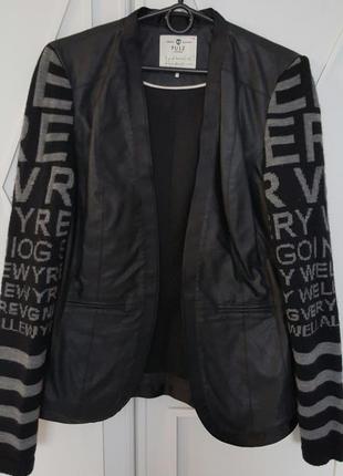 Жакет пиджак из эко кожи и шерсти pulz jeans2 фото