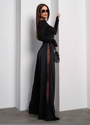 Брюки трендовые широкие с вставкой