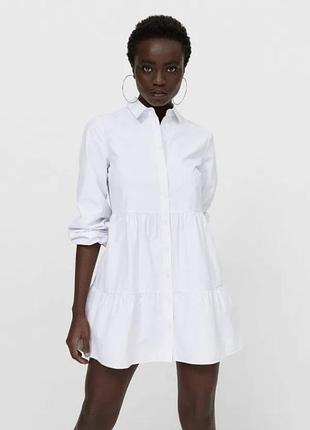 Белое хлопковое платье свободного кроя на пуговицах stradivarius(размер xl-xxl)