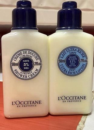 Шикарный гель для душа l'occitane и молочко для тела