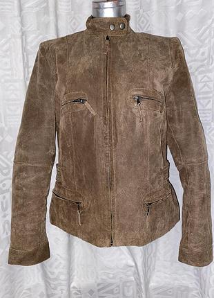 Куртка натуральна шкіра коричнева коротка весна осінь демисезон бренд