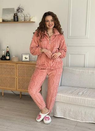 Мягкий домашний костюм /пижама (кофтинка на молнии + штаны)