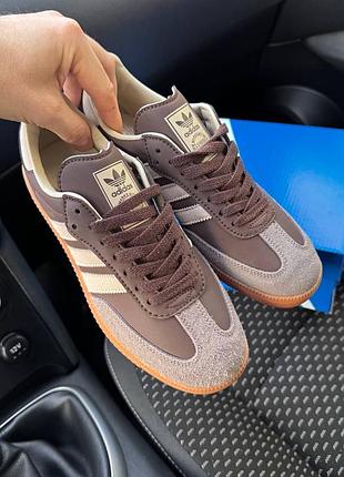 Женские кроссовки кеды adidas samba brown grey