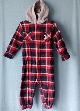 Чоловічок фланелевий з капюшоном onepiece 12-18m/86