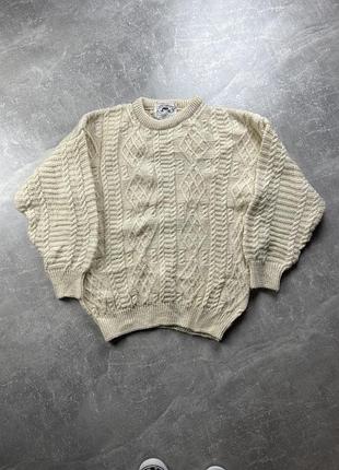 Винтажный шерстяной вязаный irish wool свитер