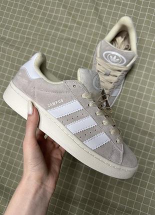 Женские замшевые бежевые кроссовки adidas campus beige адидас кампус женская обувь