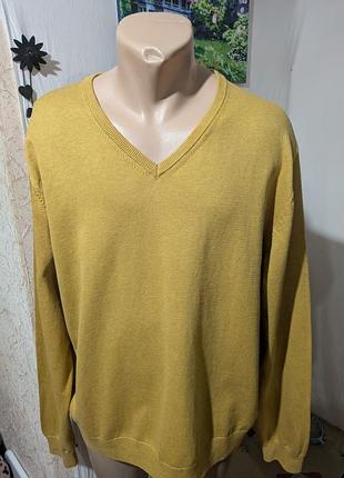 Горчичный мужской хлопковый джемпер р. 54 3xl