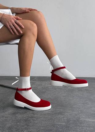 Красные замшевые туфли2 фото