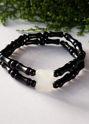 Браслет кварц косточка +  агат