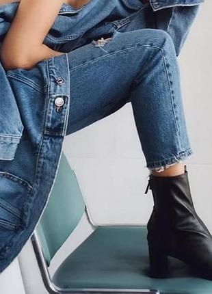 Кожаные мягкие черные идеальные ботльоны носка zara2 фото