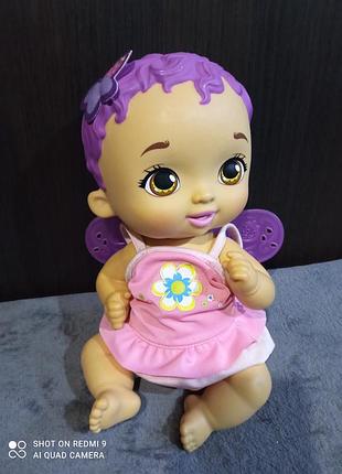 Лялька, пупс метелик, малина, my garden baby, mattel