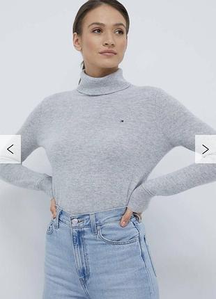 Tommy hilfiger шерстяной серый свитер водолазка кашемир кашемировый