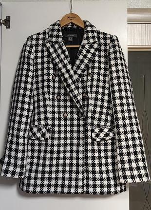 Роскошный двубортный твидовый пиджак в гусиную лапку от primark 🖤🤍