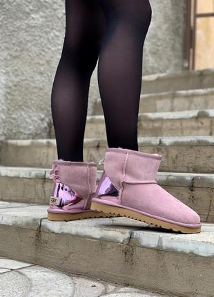 Уги ugg bailey mini || pink угги10 фото