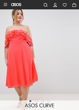 Ошатне шифонове плаття розшите бісером батал великий розмір asos uk24