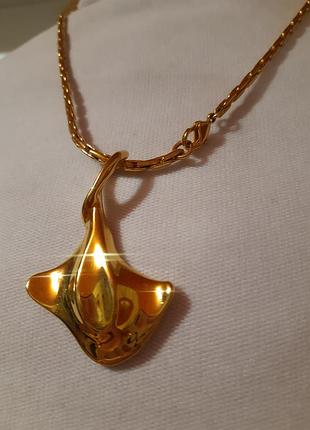 Колье чокер robert lee morris, vintage 80х, 24k позолота, дизайнерское украшение скат, rlm винтаж
