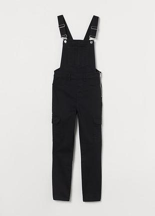 Чёрный джинсовый комбинезон скинни h&m s