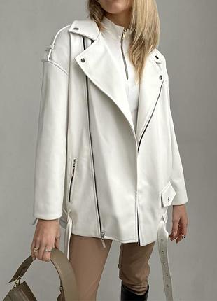 Кожаная куртка косуха с поясом