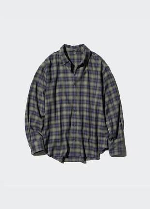 Рубашка uniqlo свитло-серая soft flannel skipper shirt | 974ed