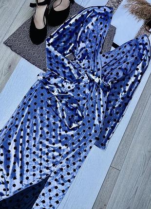 Бархатное платье asos s m платье вечернее миди платье с разрезом платья в горох