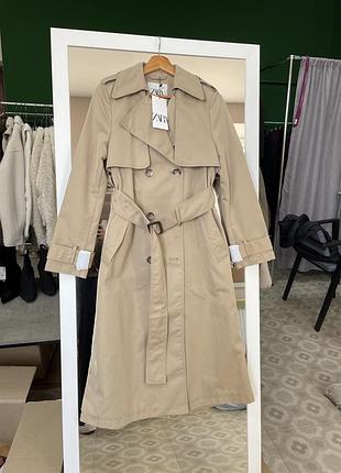 Тренч zara, плащ зара, бежевый тренч зара