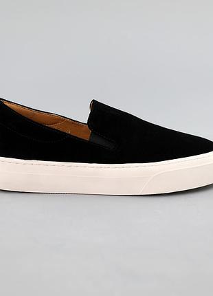 Лоферы женские черные мокасины замша искусственная демисезон 591571