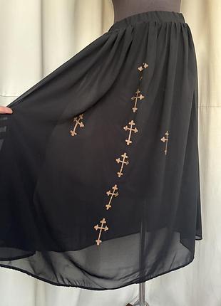 Спідниця готична готична з хрестами шифон