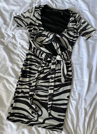Сукня плаття сітка зебра на зав’язках міні тренд база y2k