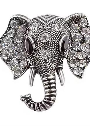 Яскрава брошка слон, ретро, стрази