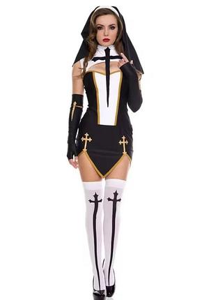 Взрослый костюм монашка монахиня, ролевые игры косплей xs, s, m