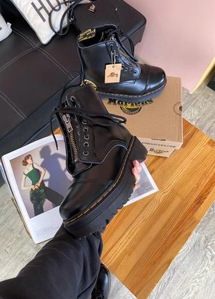 Ботинки dr. martens jadon  black fur черевики зимние с мехом