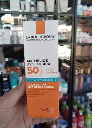 Солнцезащитный крем для лица и кожи вокруг глаз la roche-posay anthelios anthelios uvmune 400 spf50+ hydrating cream sans parfum
