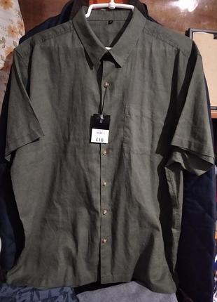 Рубашка лен+коттон,новая, летняя.