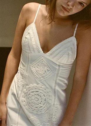 Біла міні сукня-бюстьє з ажурною вишивкою zara